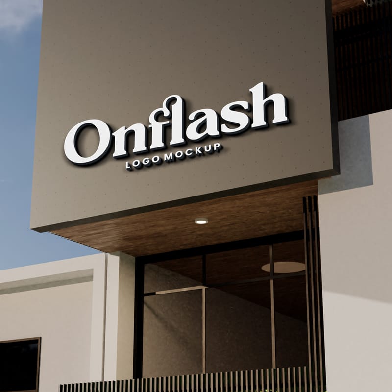 3D Sign Building Logo Mockup PSD