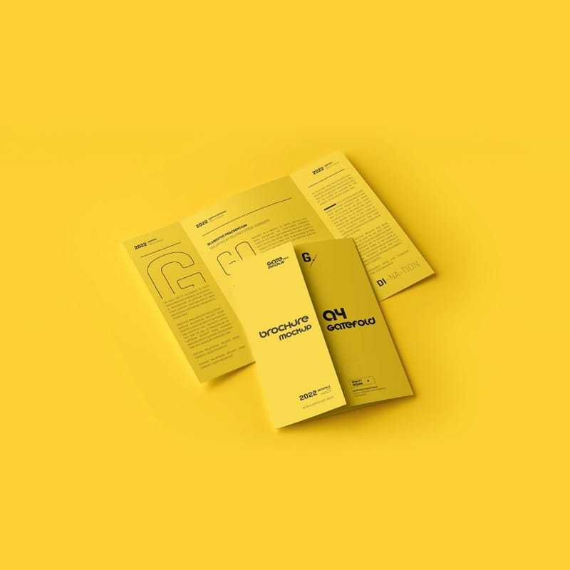 A4 Gatefold Brochure Mockup PSD