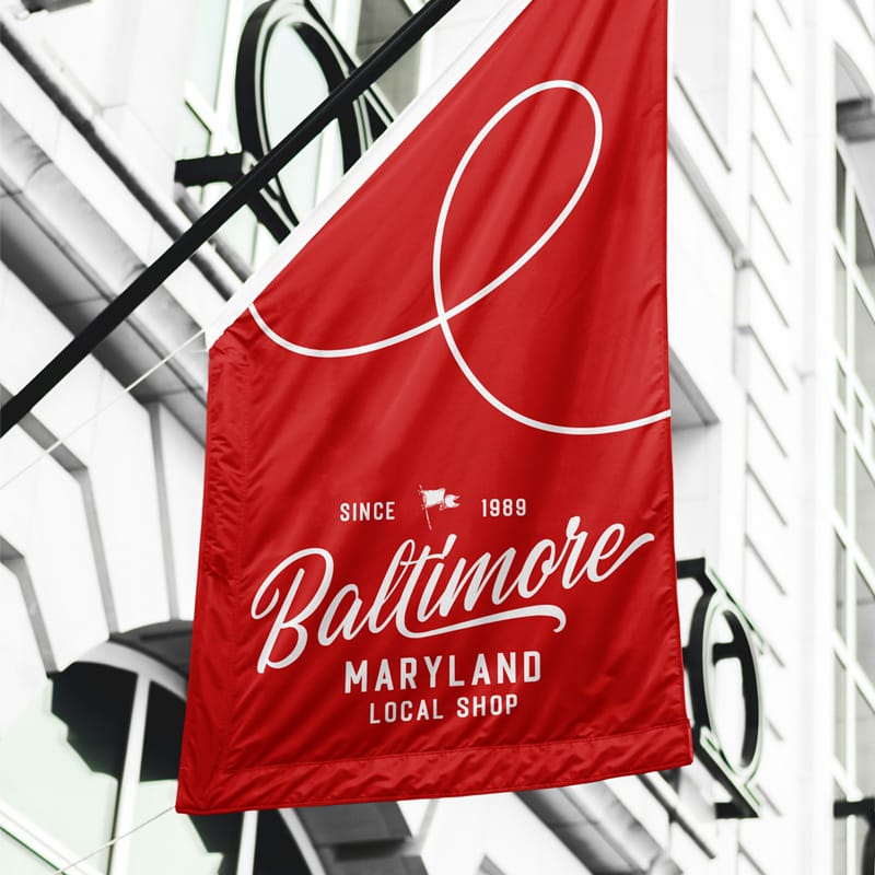 Asymmetrical Flag Mockup PSD