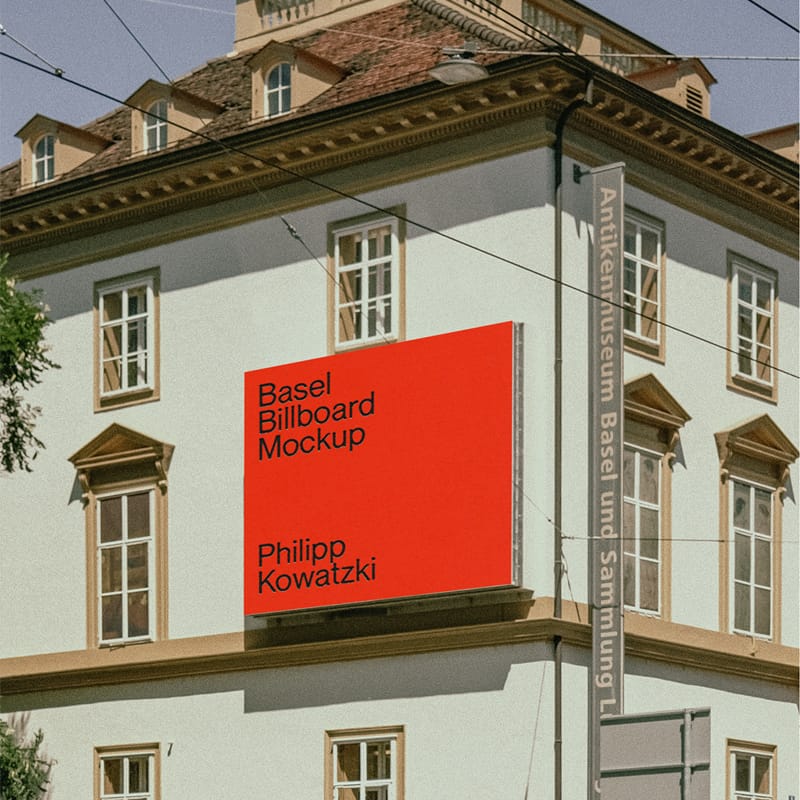 Basel Urban Street Billboard Mockup PSD