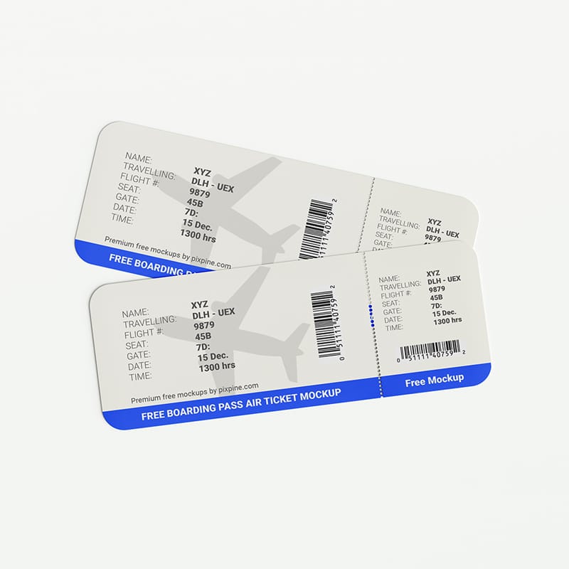 Free Boarding Pass Air Ticket Mockup PSD