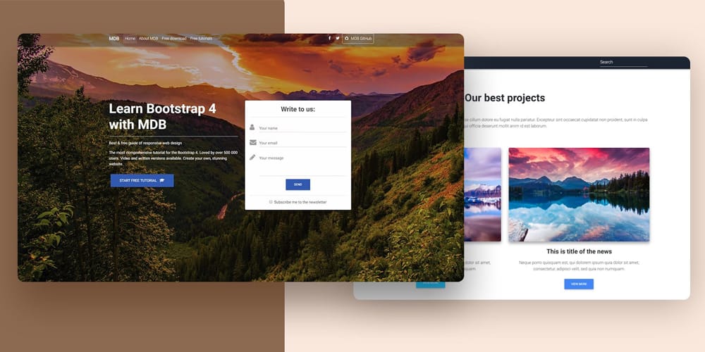Bootstrap 4 and Material Design Landing Page Template