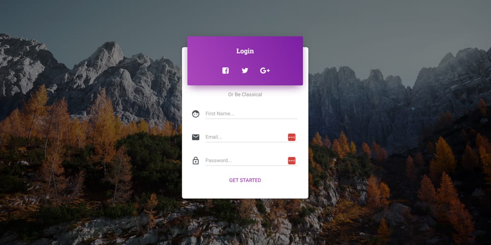 Bootstrap Material Design Login Page Template