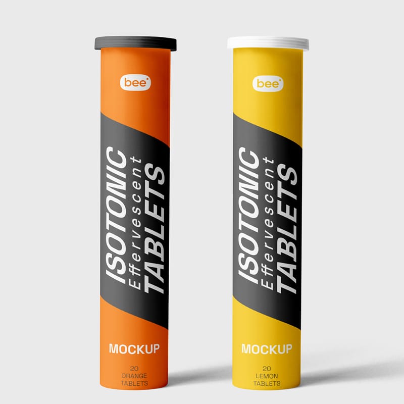 Free Bottle Of Effervescent Tablets Mockup PSD