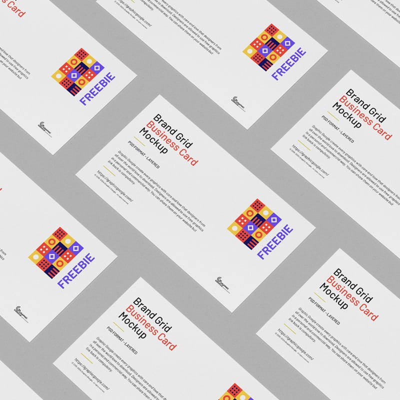 Brand Grid Business Card Mockup PSD