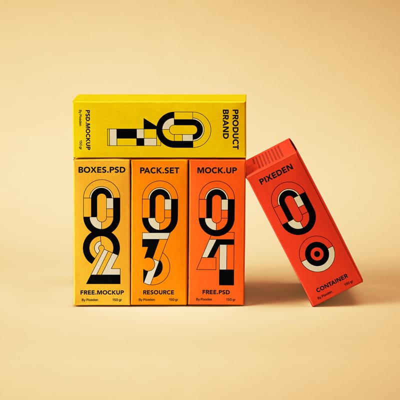 Brand Product Boxes Mockup PSD