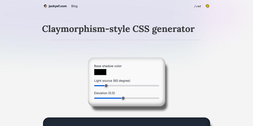 Claymorphism Style CSS Generator