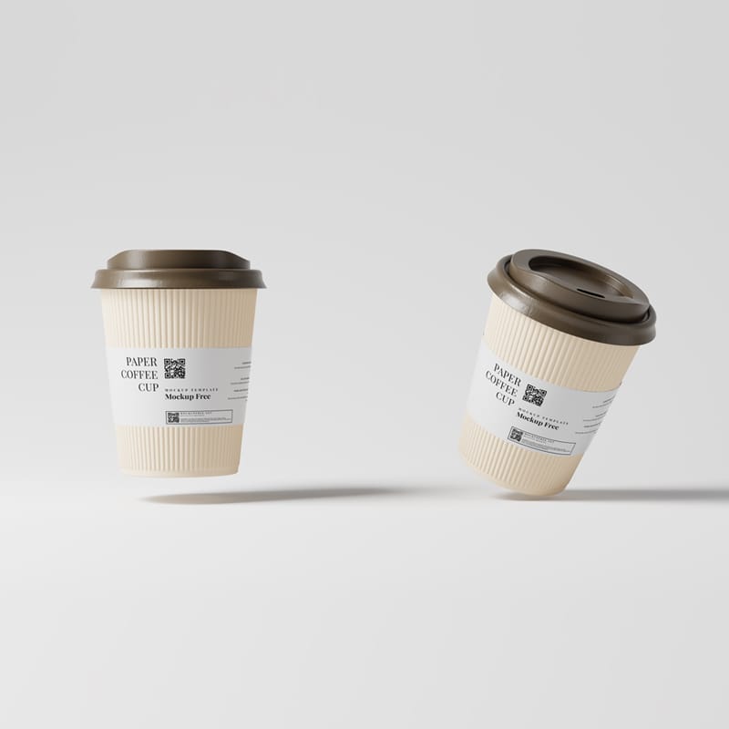 Corrugated Paper Coffee Cup with Java Jacket Mockup PSD
