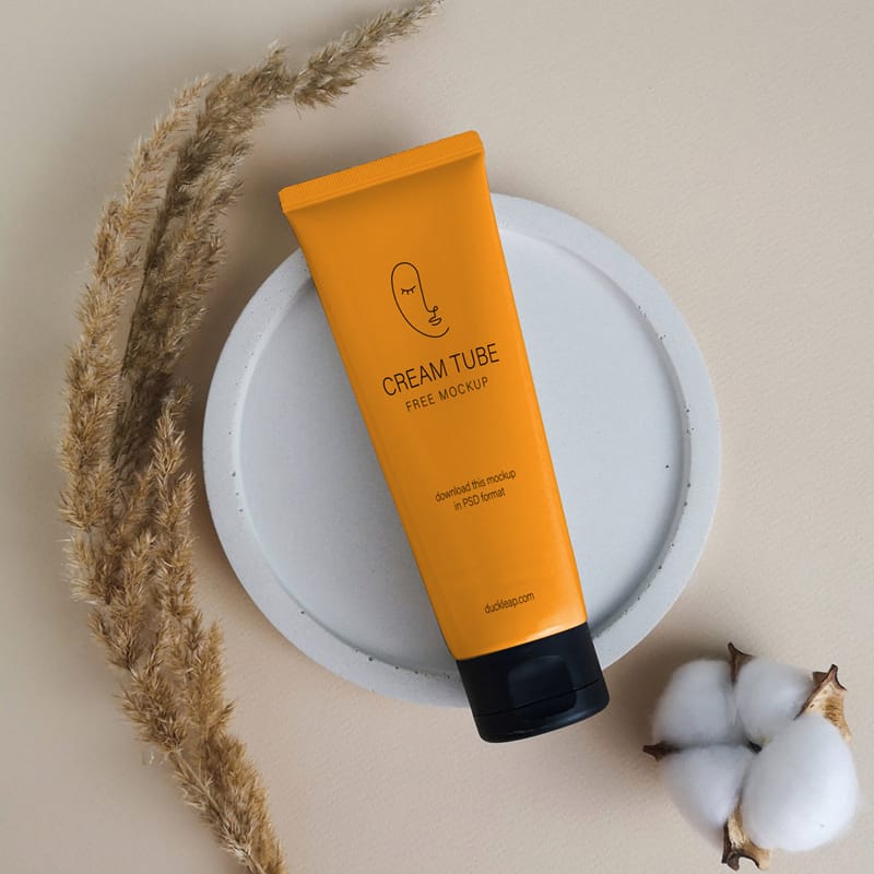 Cream Tube On a Tray Mockup PSD