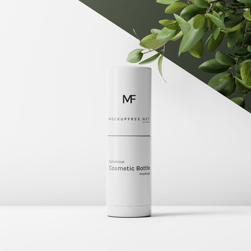 Cylindrical Cosmetic Bottle Mockups PSD
