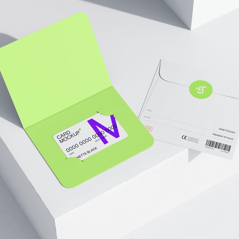 Envelope and Plastic Card Mockup PSD