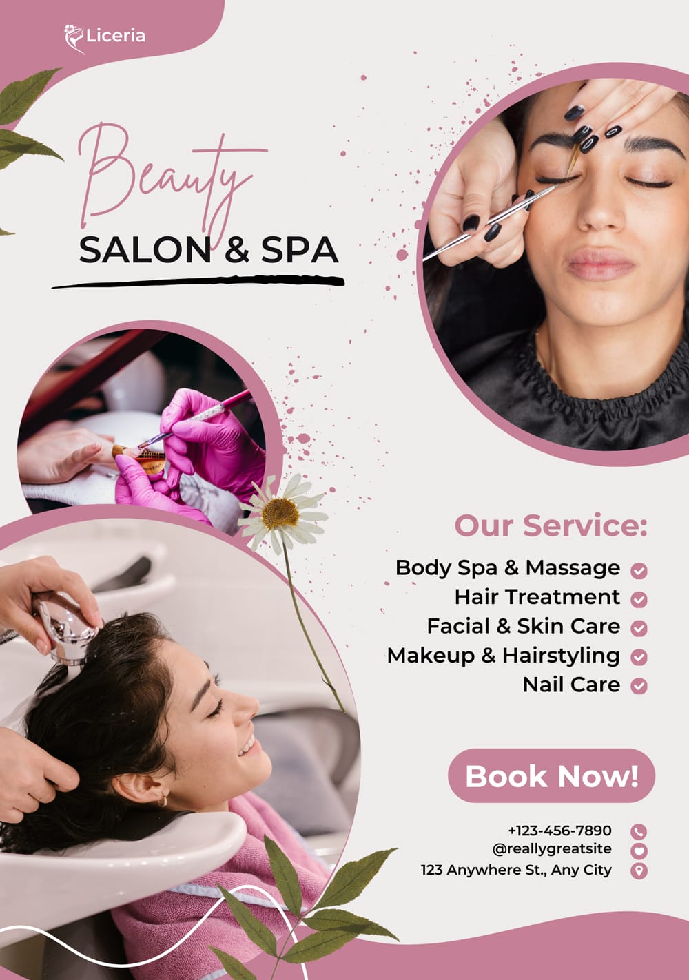 Floral Modern Beauty Salon and Spa Flyer