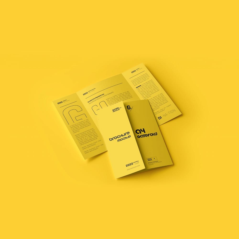 Free A4 Gatefold Brochure Mockup PSD