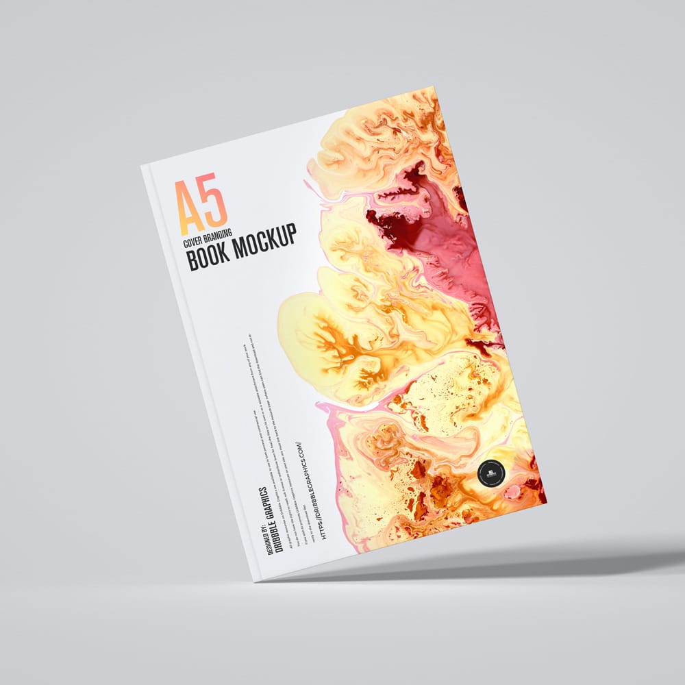 Free A5 Cover Branding Book Mockup PSD