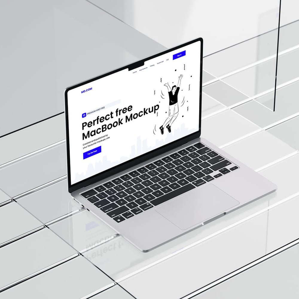 Free Abstract MacBook Mockup PSD