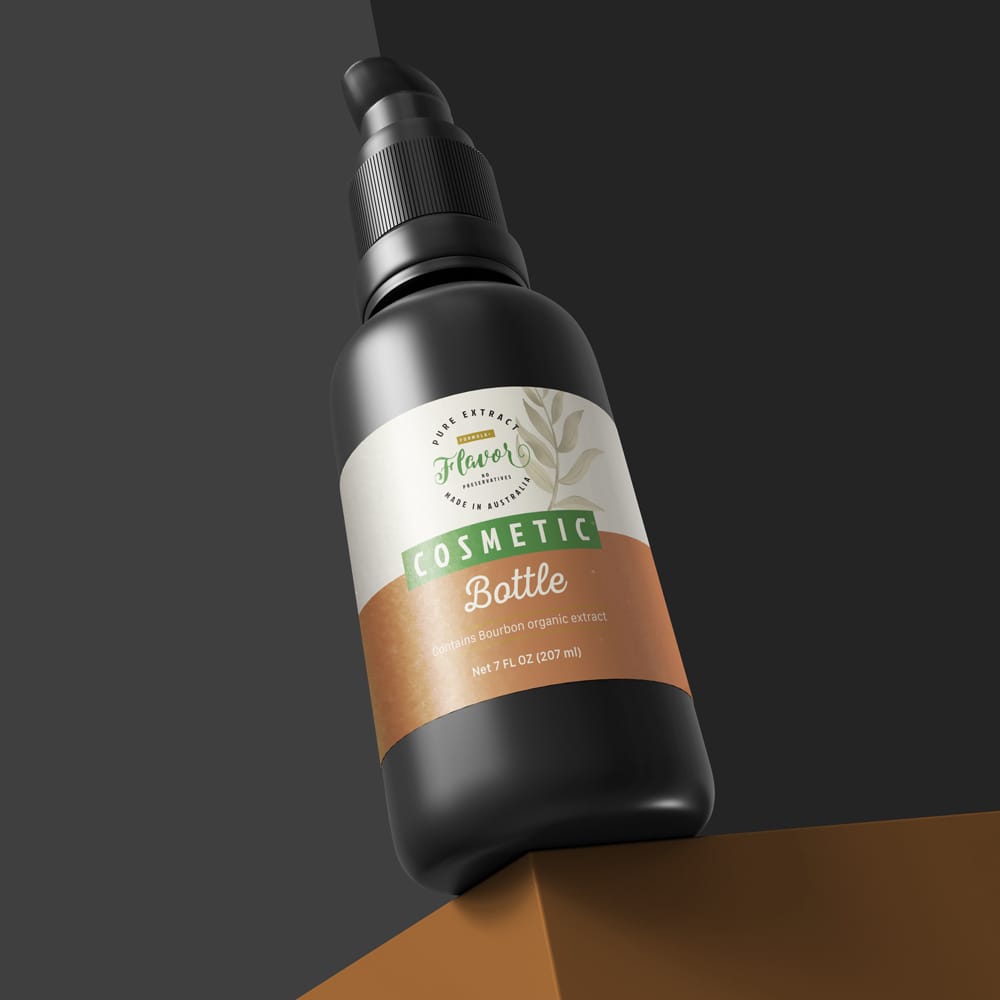 Free Black Cosmetic Bottle Mockup PSD