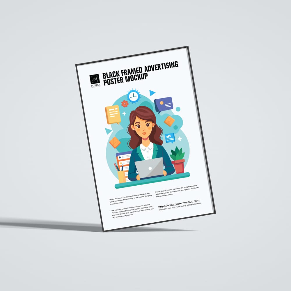 Free Black Framed Advertising Poster Mockup PSD
