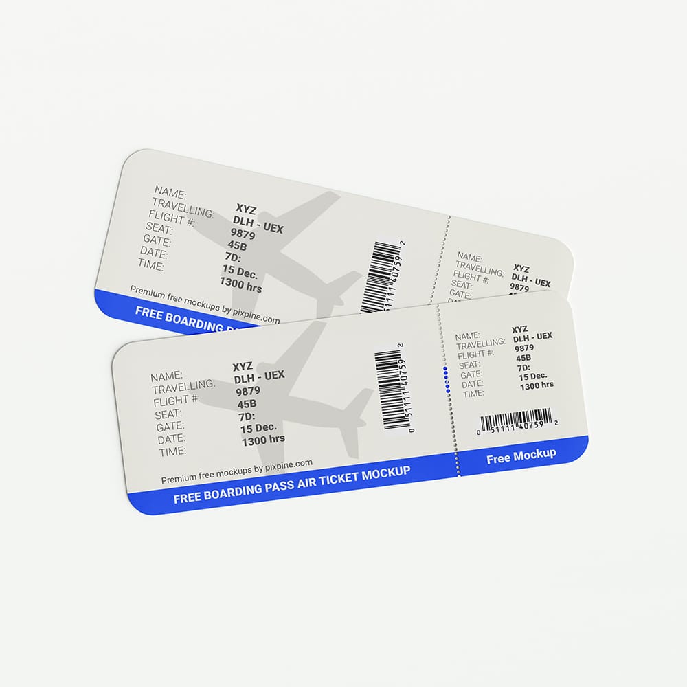 Free Boarding Pass Air Ticket Mockup PSD