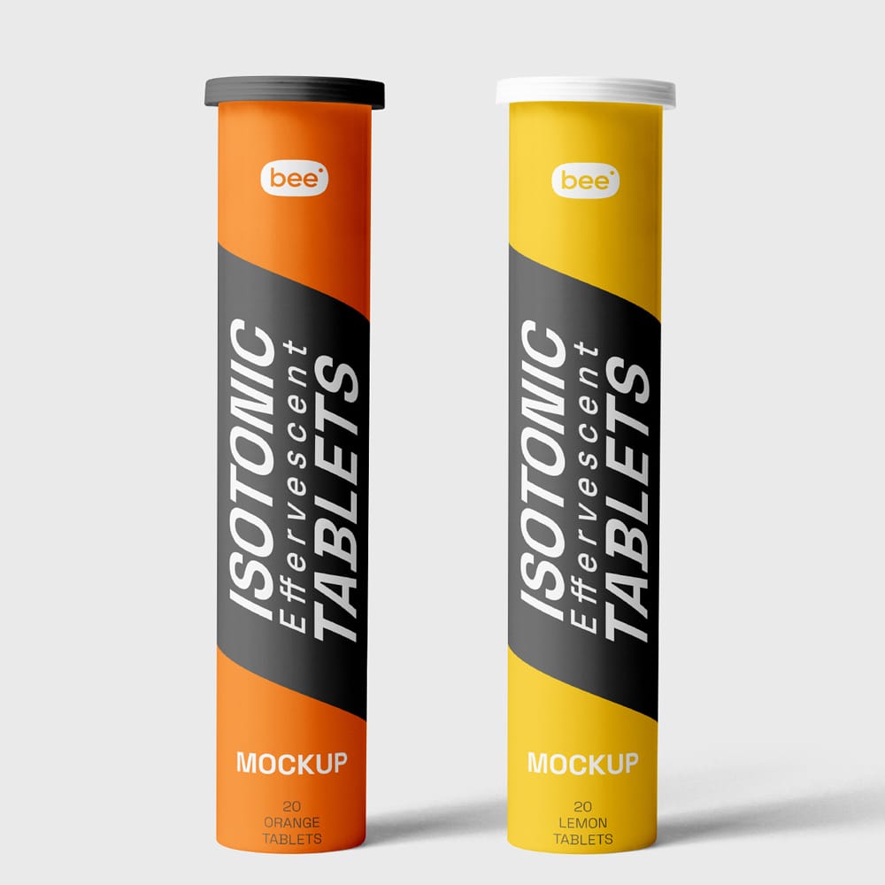 Free Bottle of Effervescent Tablets Mockup PSD