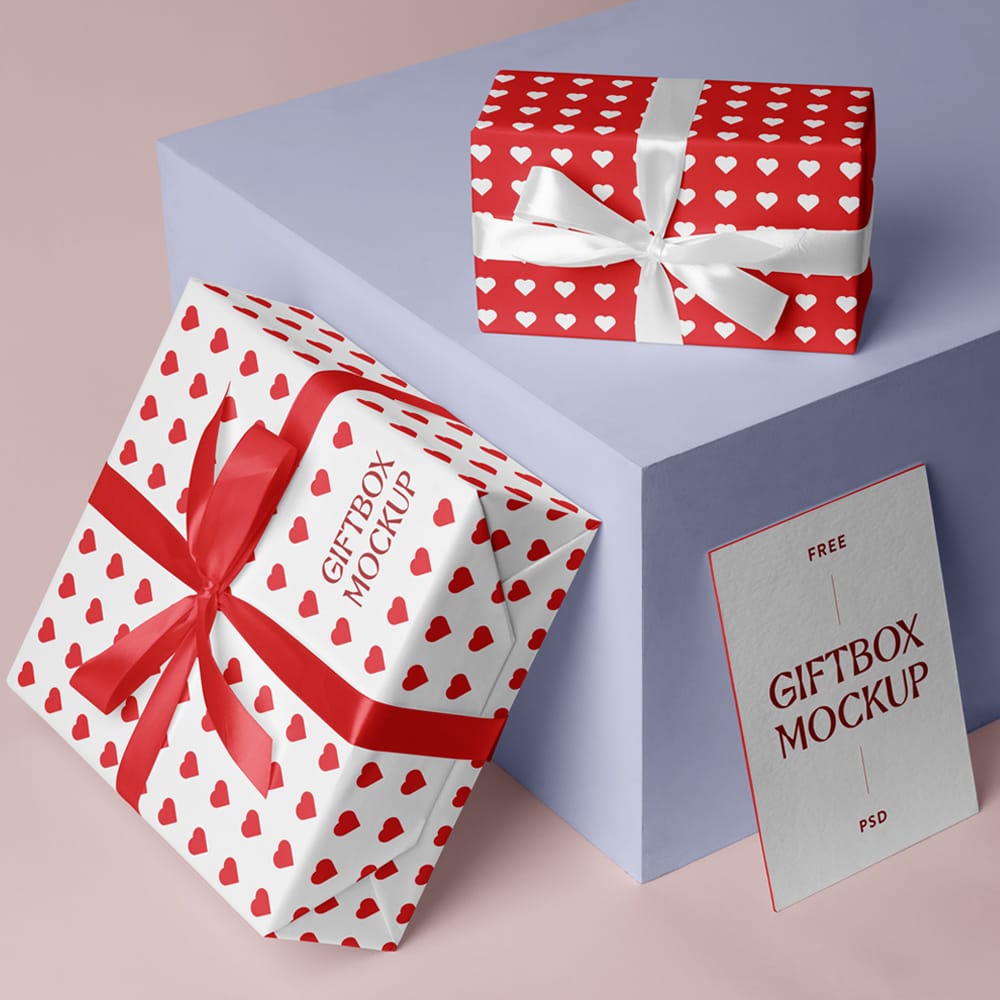 Free Boxes with Business Card Mockup PSD