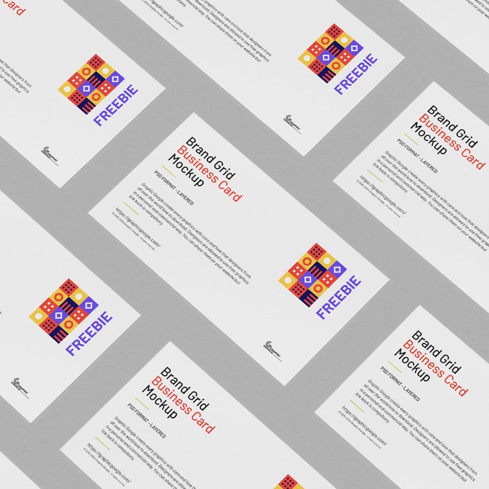Free Brand Grid Business Card Mockup PSD