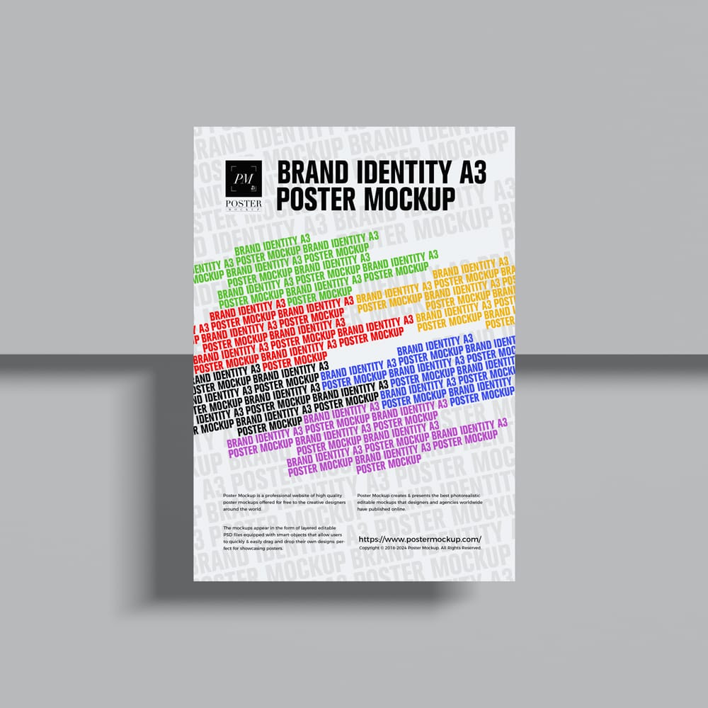 Free Brand Identity A3 Poster Mockup Template PSD