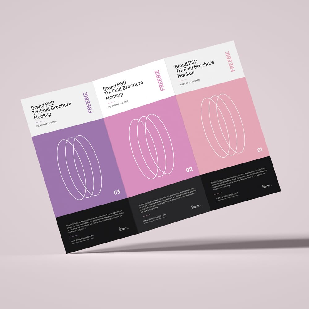 Free Brand Tri-Fold Brochure Mockup PSD