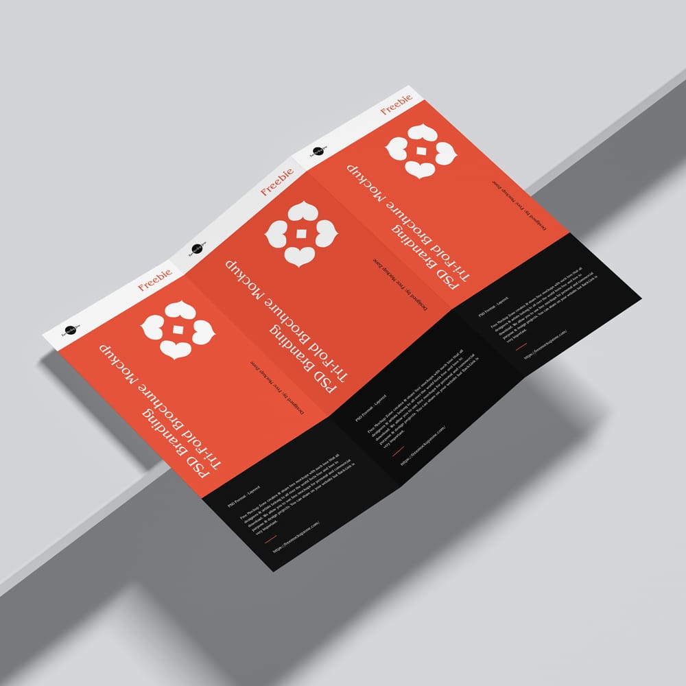 Free Branding Tri-Fold Brochure Mockup Template PSD