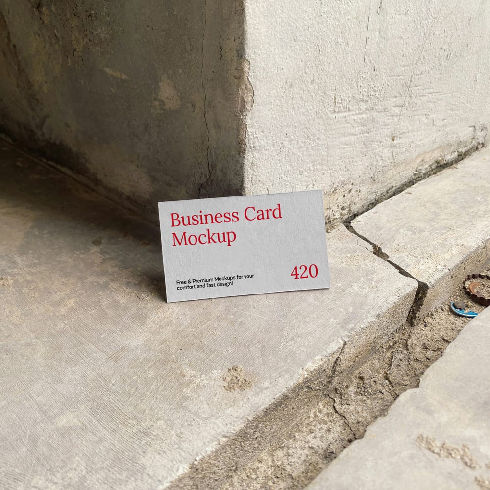 Free Business Card On Concrete Mockup PSD