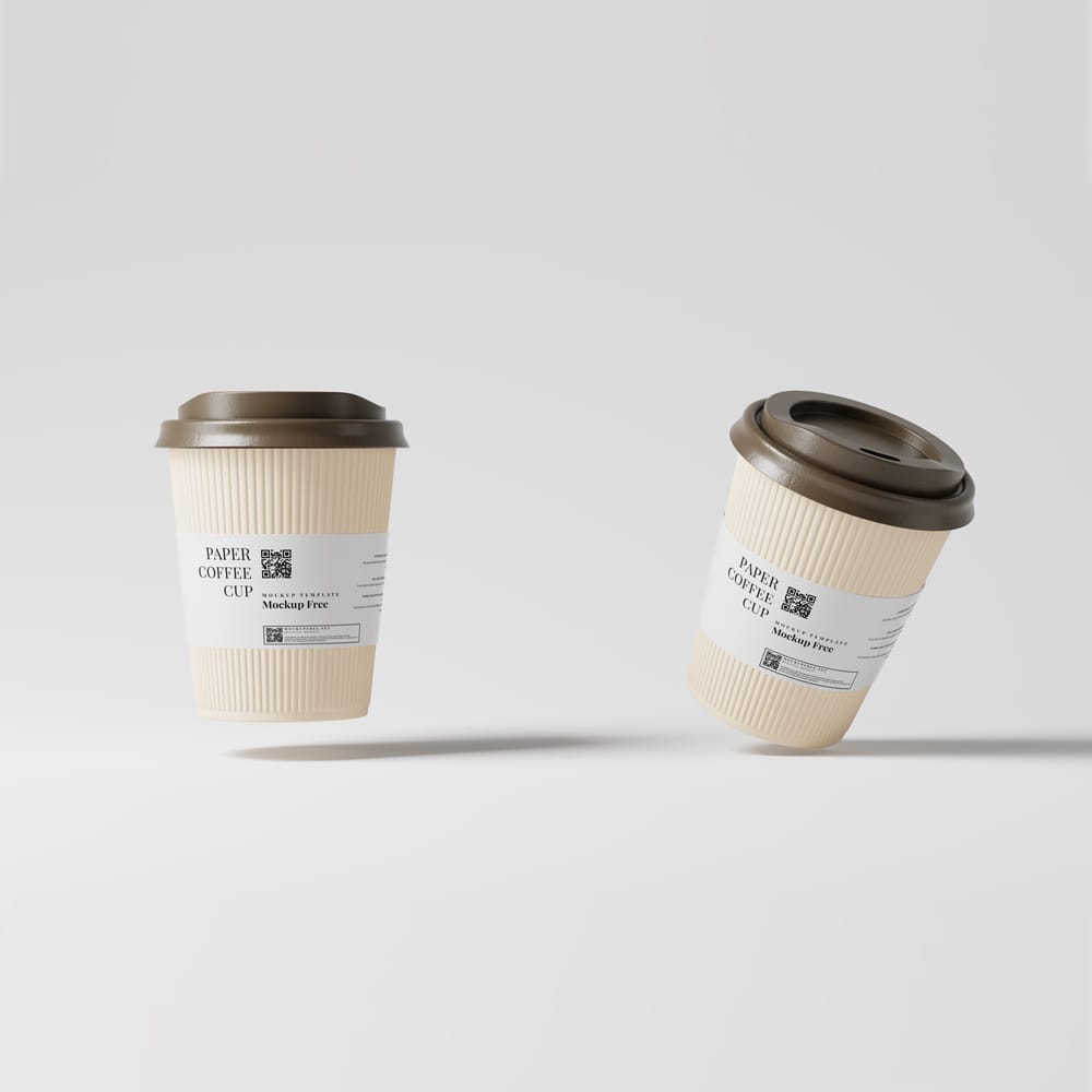 Free Corrugated Paper Coffee Cup with Java Jacket Mockup PSD