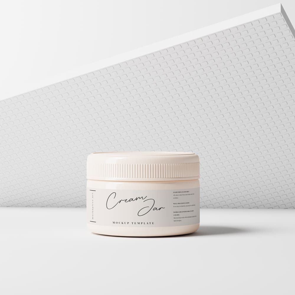 Free Cosmetic Plastic Jar Mockup Templates PSD