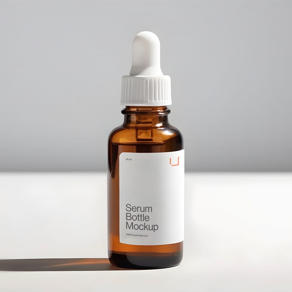 Free Cosmetic Serum Bottle Mockup PSD