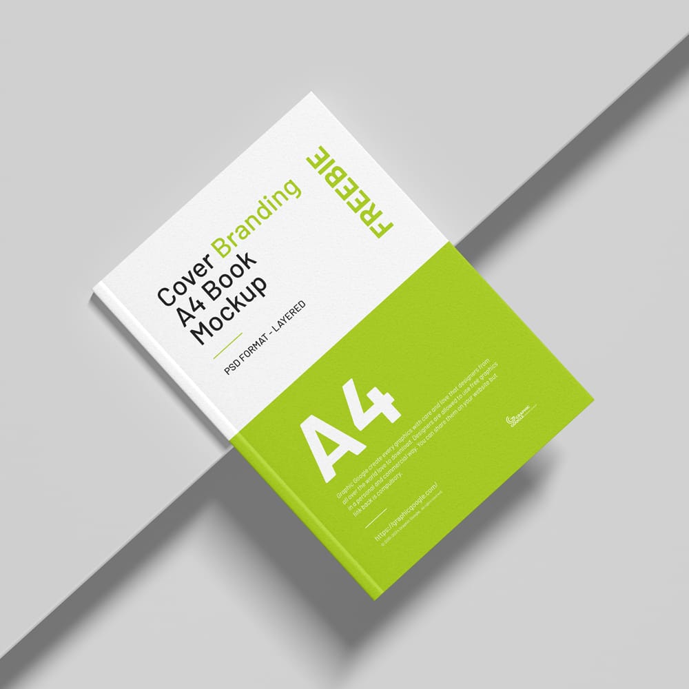 Free Cover Branding A4 Book Mockup Template PSD