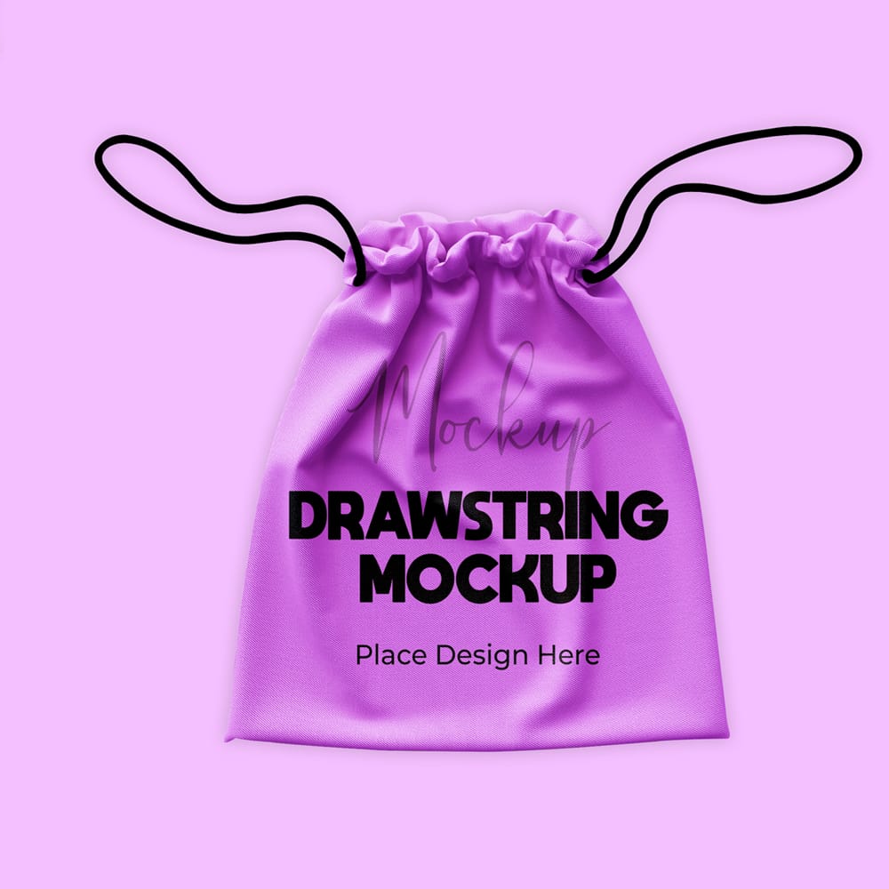 Free Drawstring Bag Mockup Template PSD