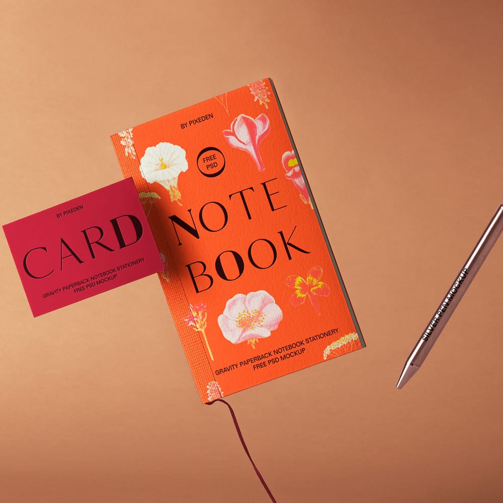 Free Gravity Paperback Notebook Mockup PSD