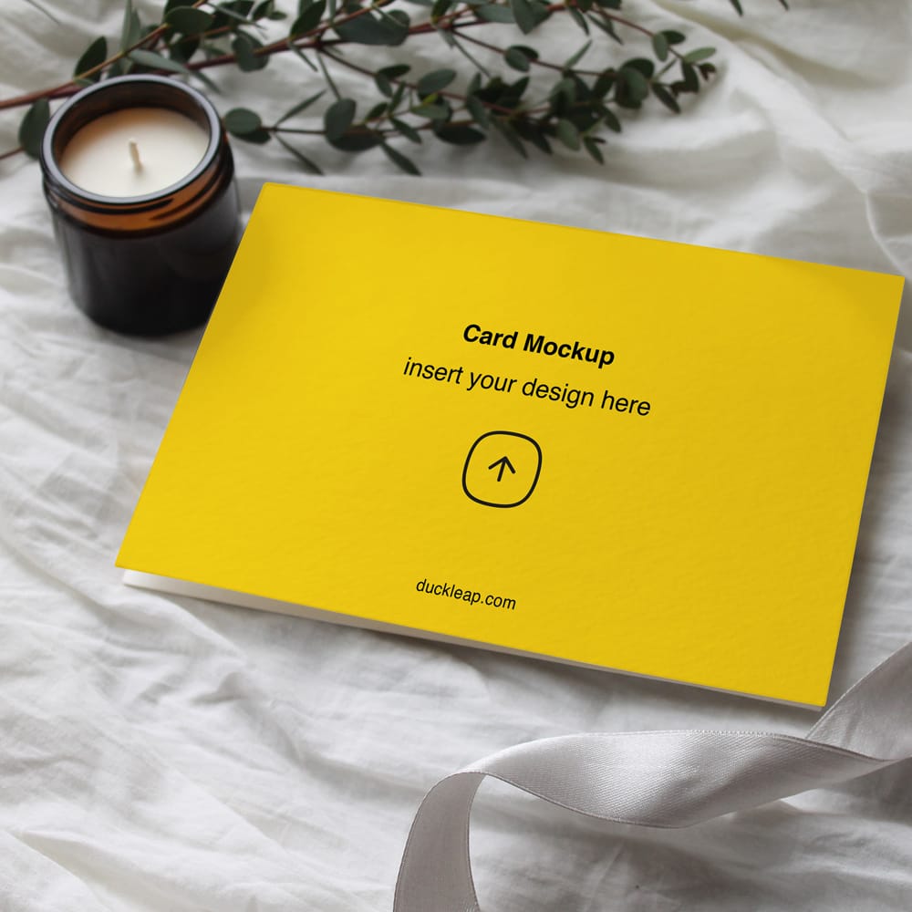 Free Greeting Card with Candle Mockup PSD