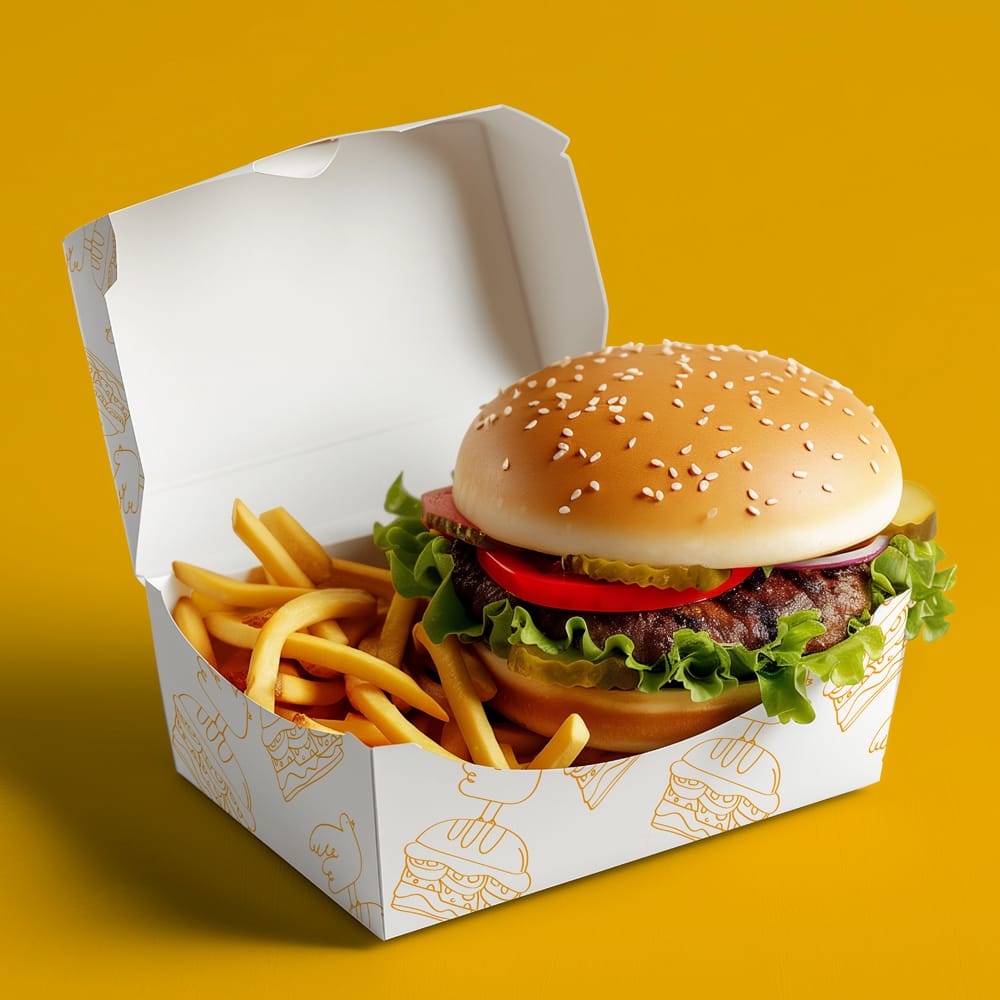 Free Hamburger Box Mockup PSD