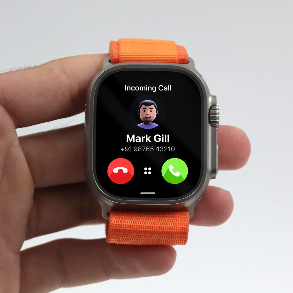 Free Hand-Holding Apple Watch Ultra Mockup PSD