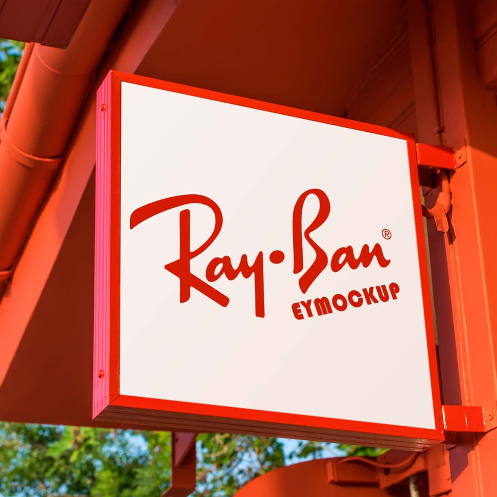 Free Hanging Wall Sign Logo Mockup PSD