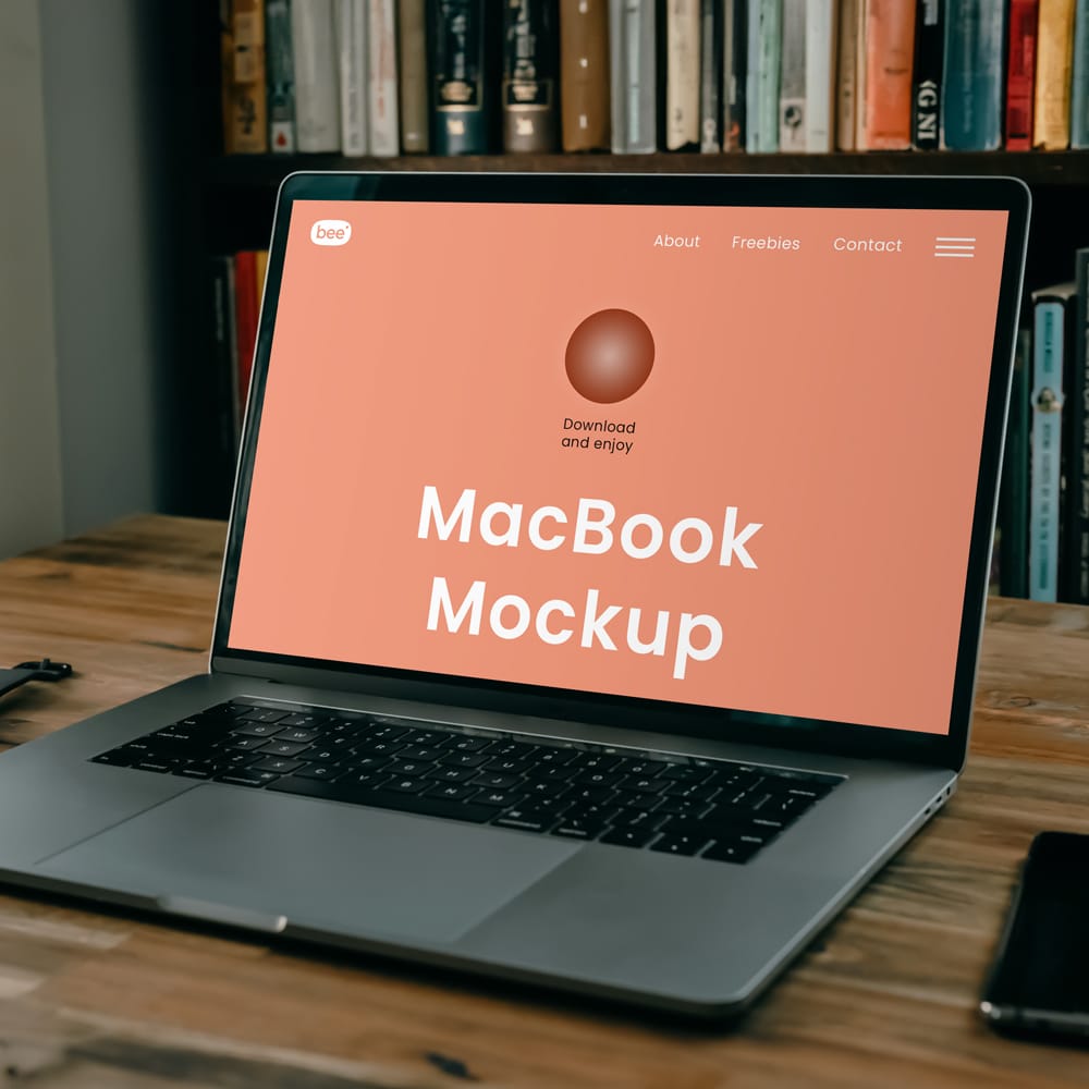 Free Home Office MacBook Mockup PSD