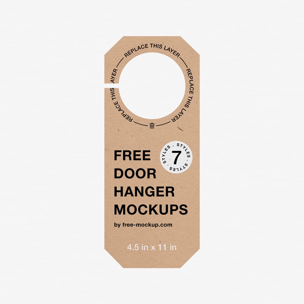 Free Kraft Door Hanger Mockup PSD