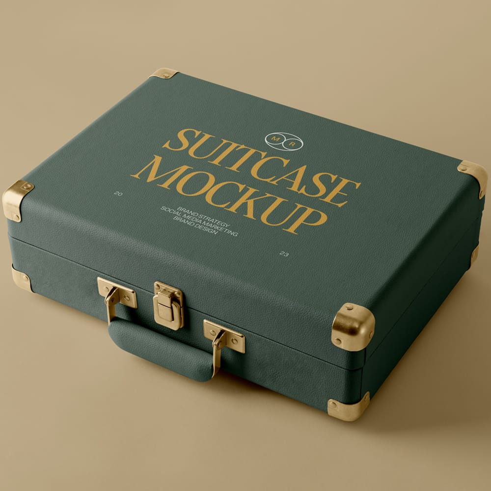 Free Lying Suitcase Mockup PSD