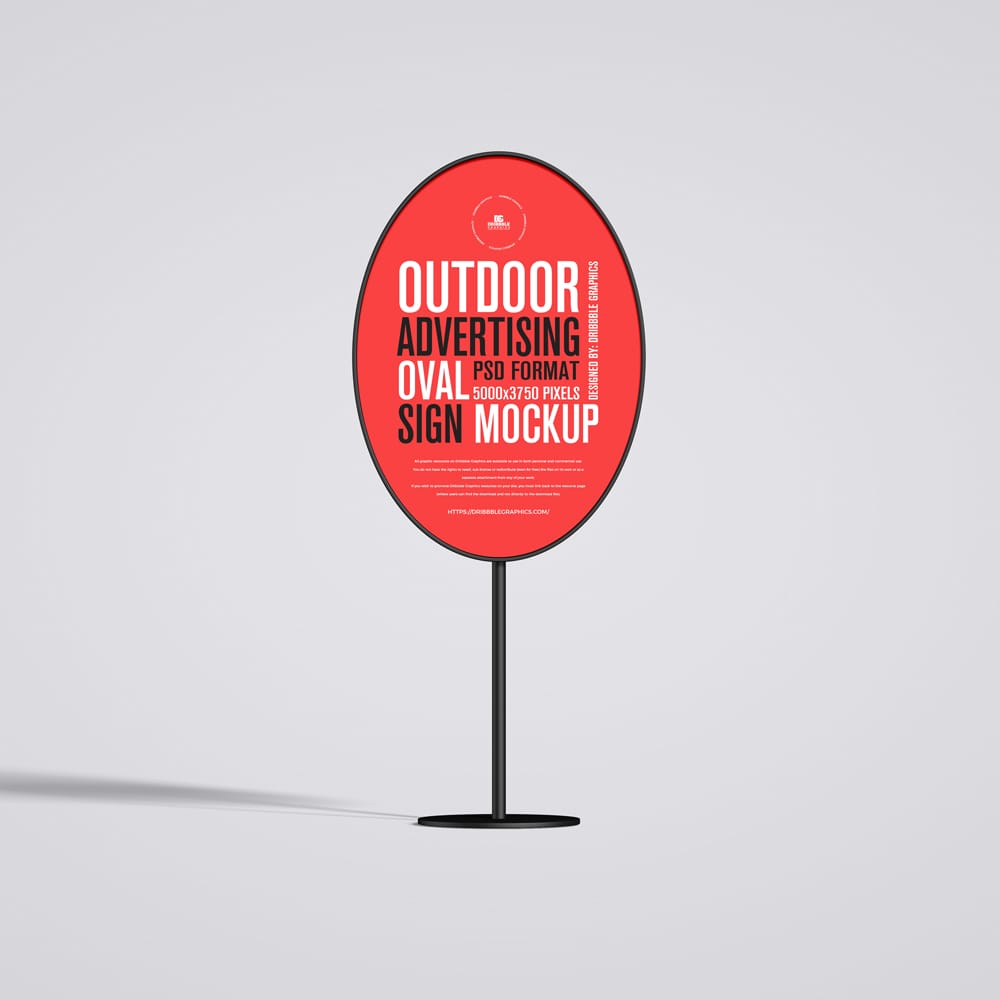 Free Outdoor Advertising Oval Sign Mockup PSD