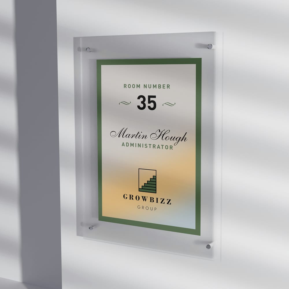 Free Outside Office Glass Nameplate Mockup PSD