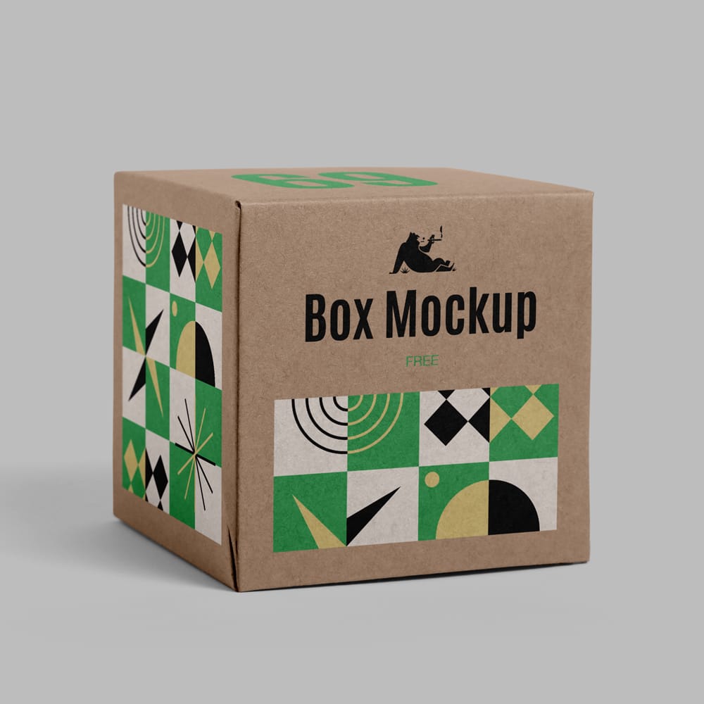 Free Paper Square Box Mockup PSD