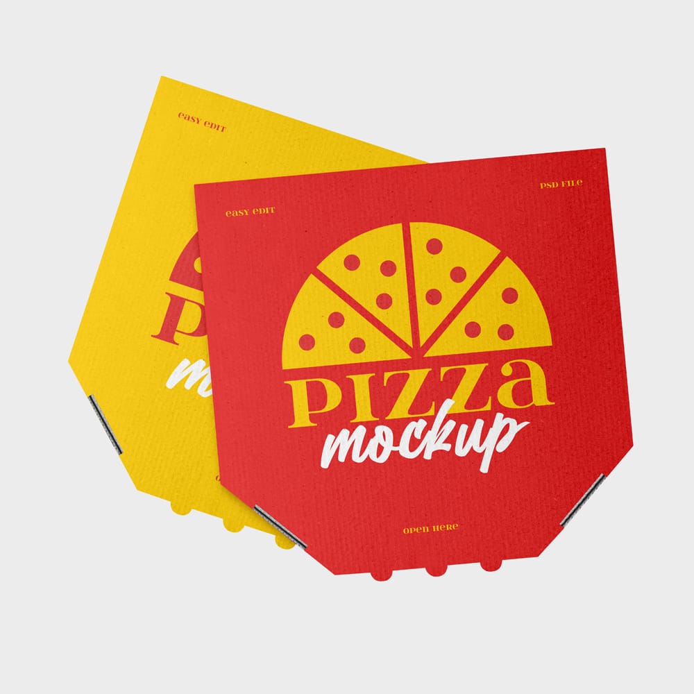 Free Pizza Box Packaging Mockup Set PSD