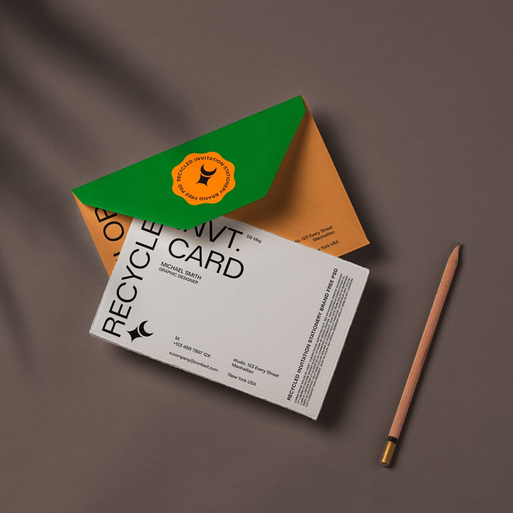 Free Recycled Branding Invitation Card Mockup PSD