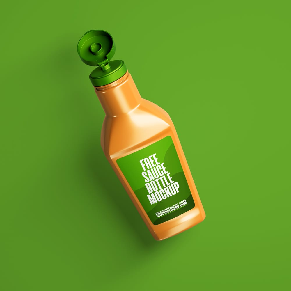 Free Sauce Bottle Mockup PSD