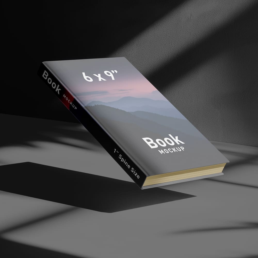 Free Shadow 6 x 9 Inches Hardcover Book Title Mockup PSD