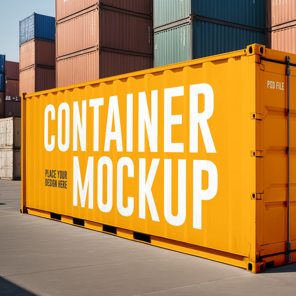 Free Shipping Container Mockup Design PSD